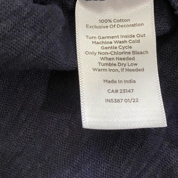 Talbots Indigo Boho Embroidered Cotton Short Sleeve Shirt - Size Medium - Picture 7 of 7